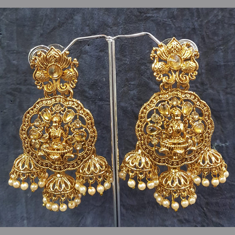 Shreeji Gold Plated Crystal Stone Jhumki Earrings