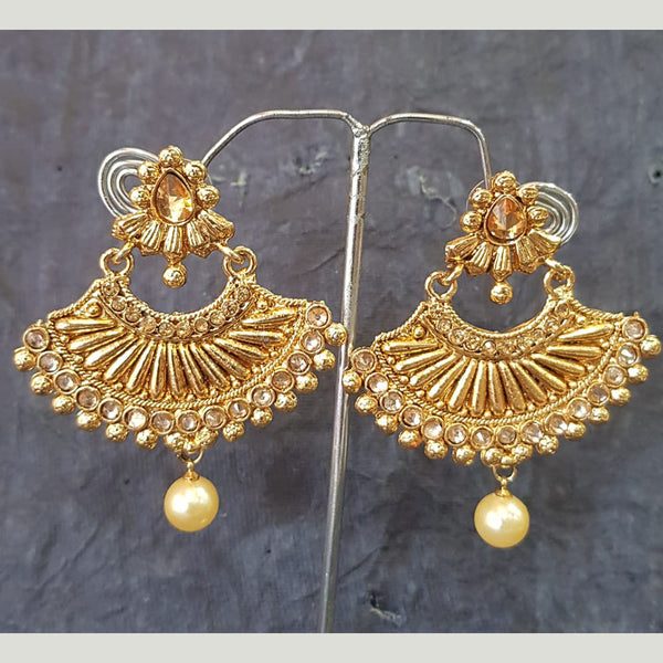 Shreeji Gold Plated Crystal Stone Dangler Earrings