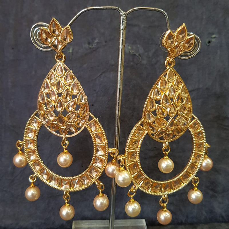 Shreeji Gold Plated Crystal Stone Dangler Earrings