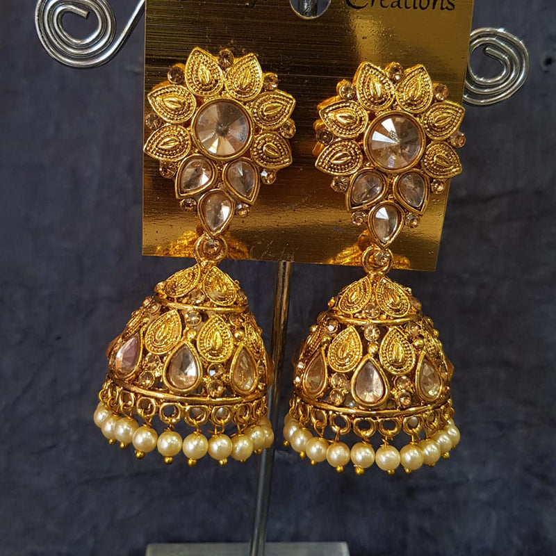 Shreeji Gold Plated Crystal Stone Jhumki Earrings