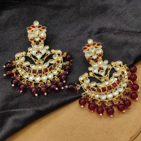 Bhavi Jewels Gold Plated Kundan Stone And Beads Dangler Earrings