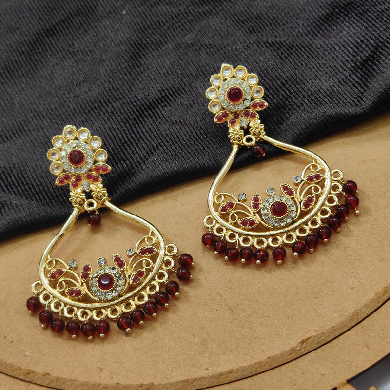 Darshana Jewels Gold Plated Kundan Stone And Beads Dangler Earrings