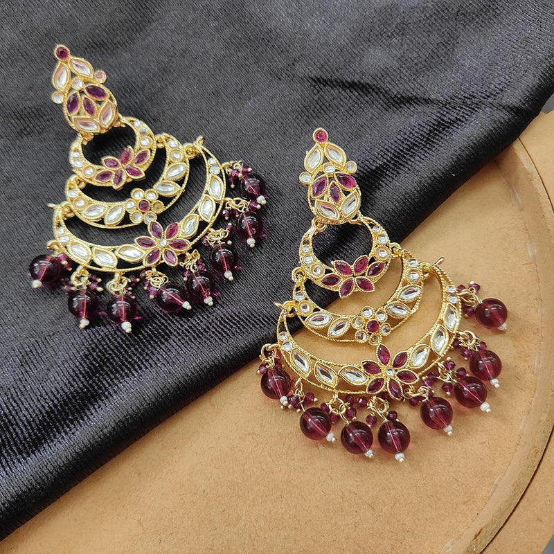 Bhavi Jewels Gold Plated Kundan Stone And Beads Dangler Earrings