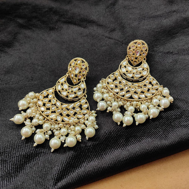 Darshana Jewels Gold Plated Kundan Stone And Beads Dangler Earrings