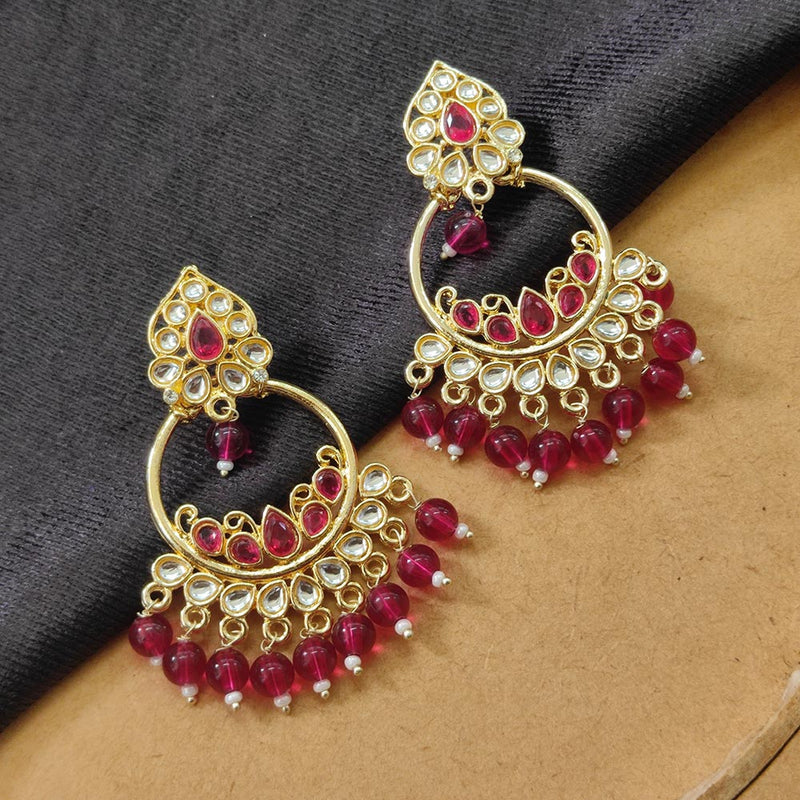 Bhavi Jewels Gold Plated Kundan Stone And Beads Dangler Earrings