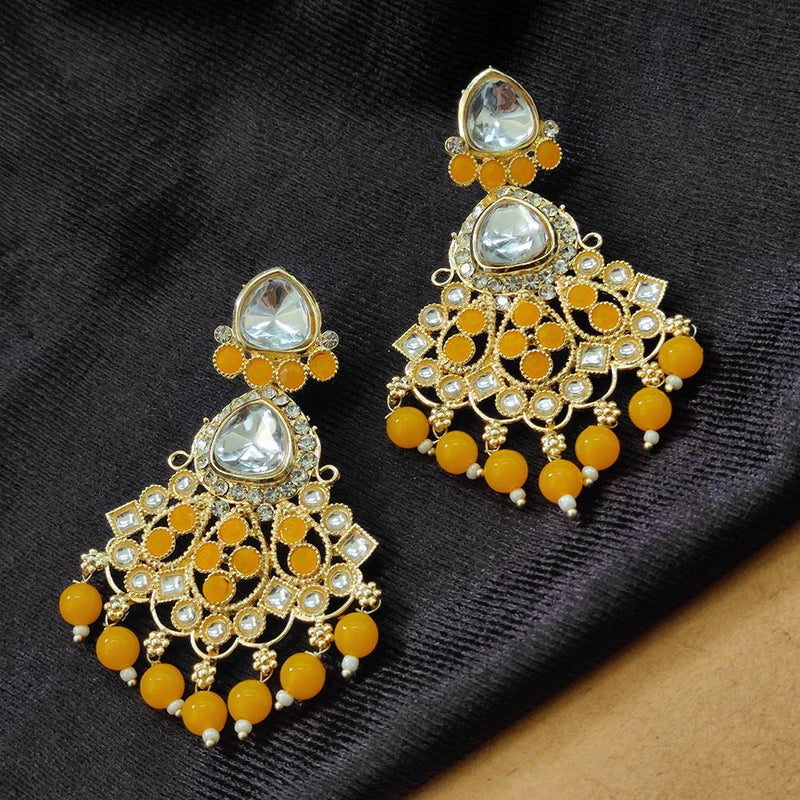 Darshana Jewels Gold Plated Kundan Stone And Beads Dangler Earrings