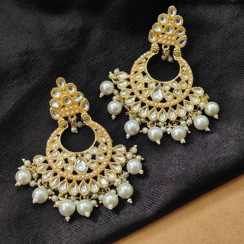 Bhavi Jewels Gold Plated Kundan Stone And Beads Dangler Earrings