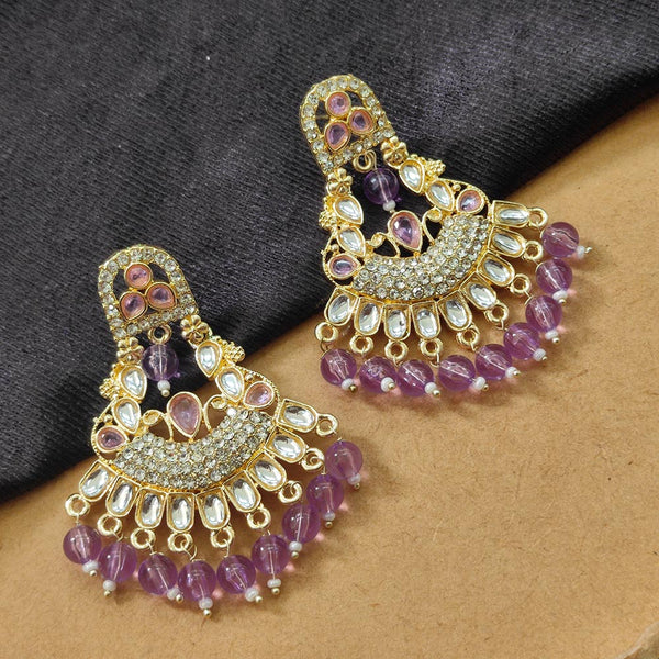 Bhavi Jewels Gold Plated Kundan Stone And Beads Dangler Earrings