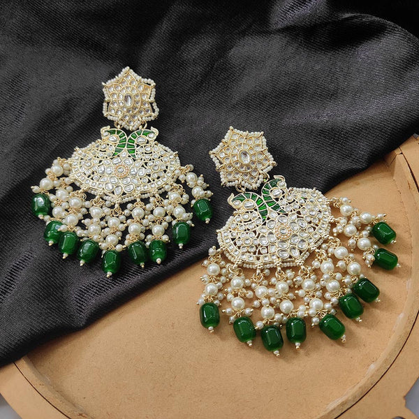 Bhavi Jewels Gold Plated Kundan Stone And Beads Dangler Earrings