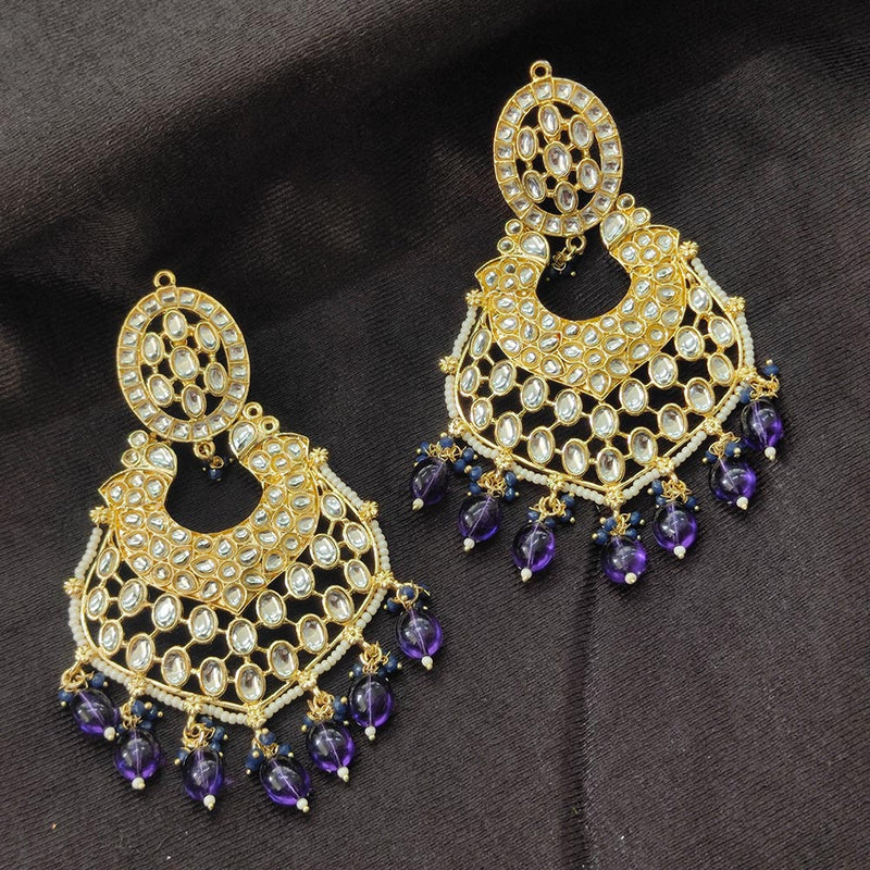 Darshana Jewels Gold Plated Kundan Stone And Beads Dangler Earrings