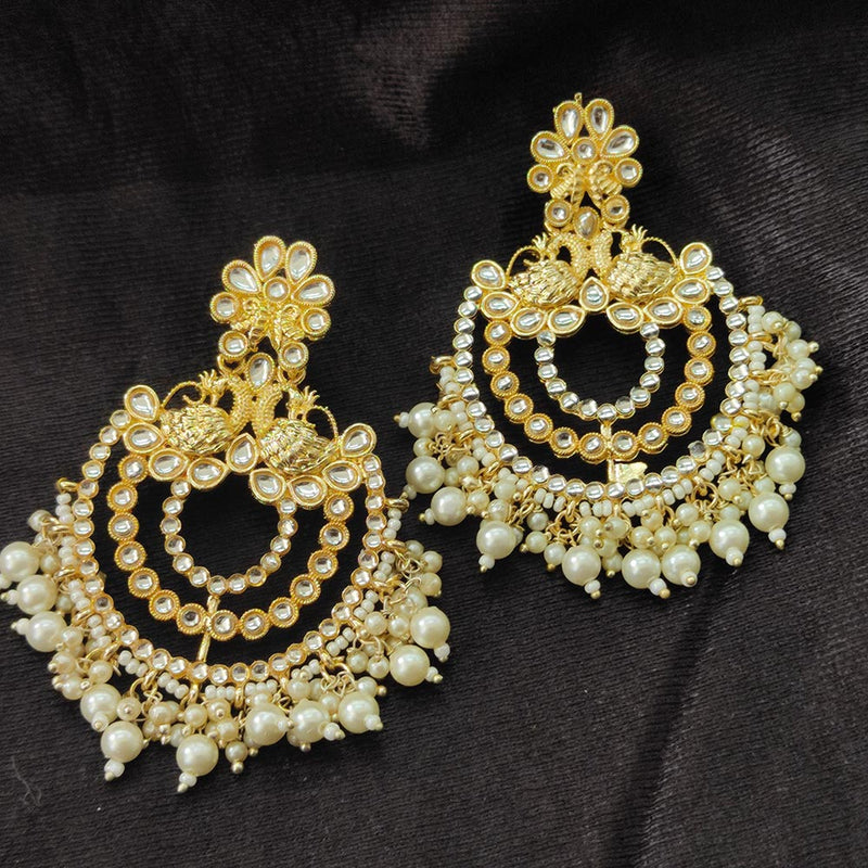 Darshana Jewels Gold Plated Kundan Stone And Beads Dangler Earrings