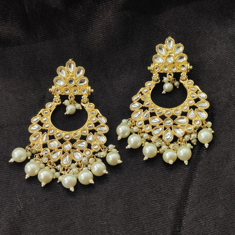 Darshana Jewels Gold Plated Kundan Stone And Beads Dangler Earrings