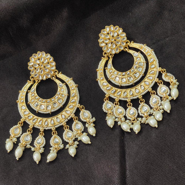 Bhavi Jewels Gold Plated Kundan Stone And Beads Dangler Earrings