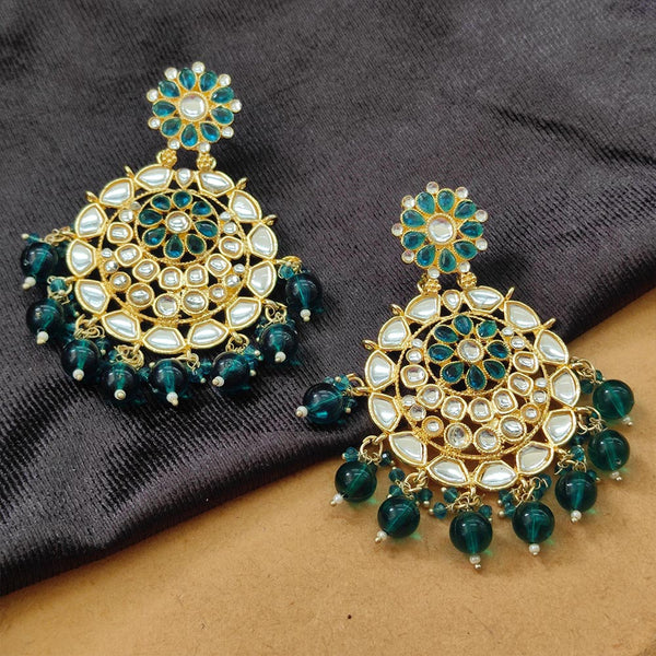 Bhavi Jewels Gold Plated Kundan Stone And Beads Dangler Earrings