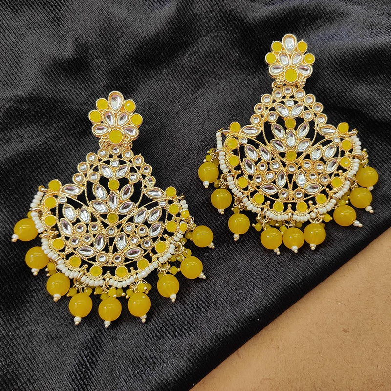 Bhavi Jewels Gold Plated Kundan Stone And Beads Dangler Earrings