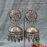 Darshana Jewels Oxidised  Plated Jhumki Earrings