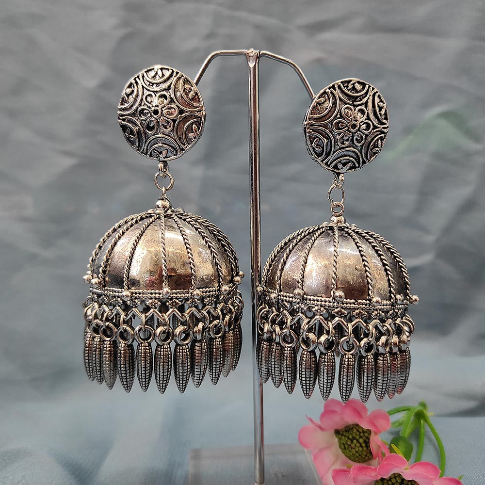 Darshana Jewels Oxidised  Plated Jhumki Earrings