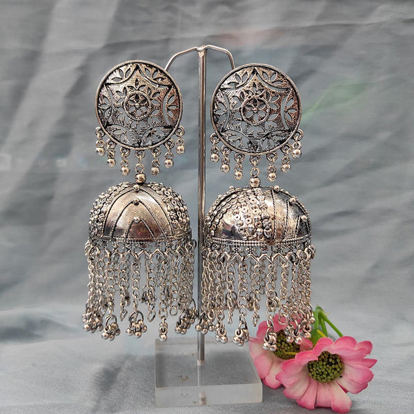 Bhavi Jewels Oxidised  Plated Jhumki Earrings