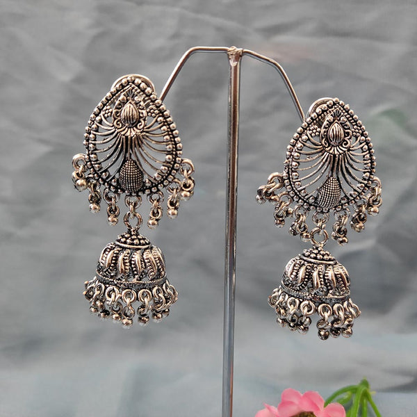 Bhavi Jewels Oxidised  Plated Jhumki Earrings