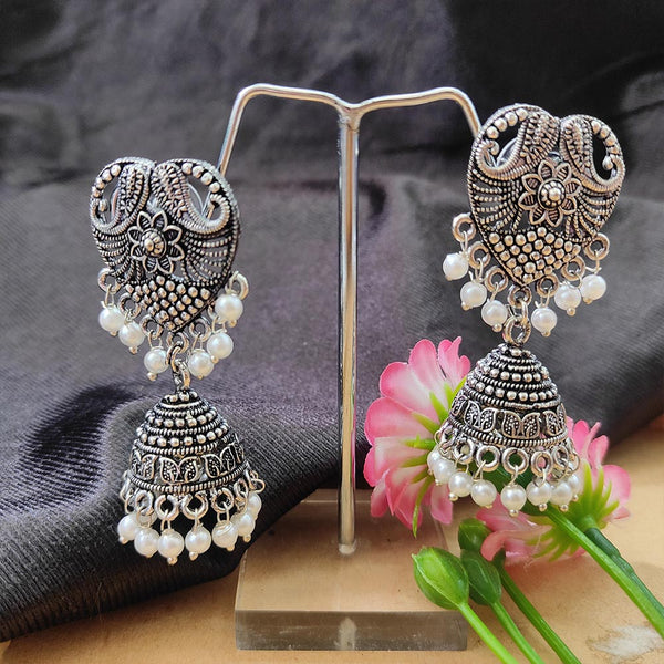 Bhavi Jewels Oxidised  Plated Jhumki Earrings