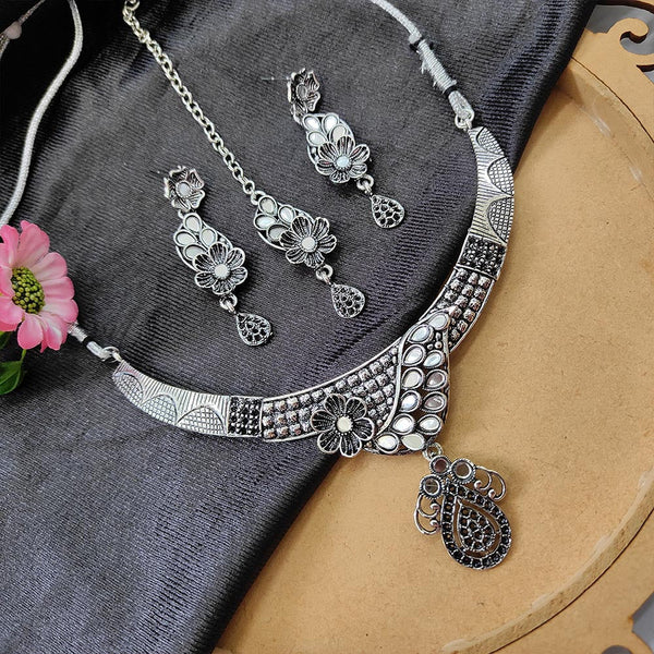 Bhavi Jewels Oxidised  Plated Necklace Set