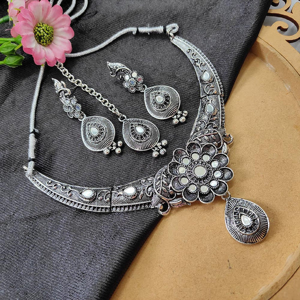 Bhavi Jewels Oxidised  Plated Necklace Set