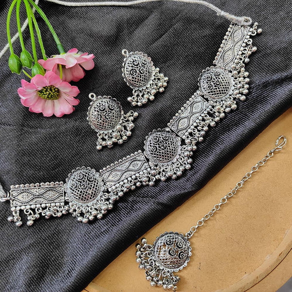 Bhavi Jewels Oxidised  Plated Necklace Set