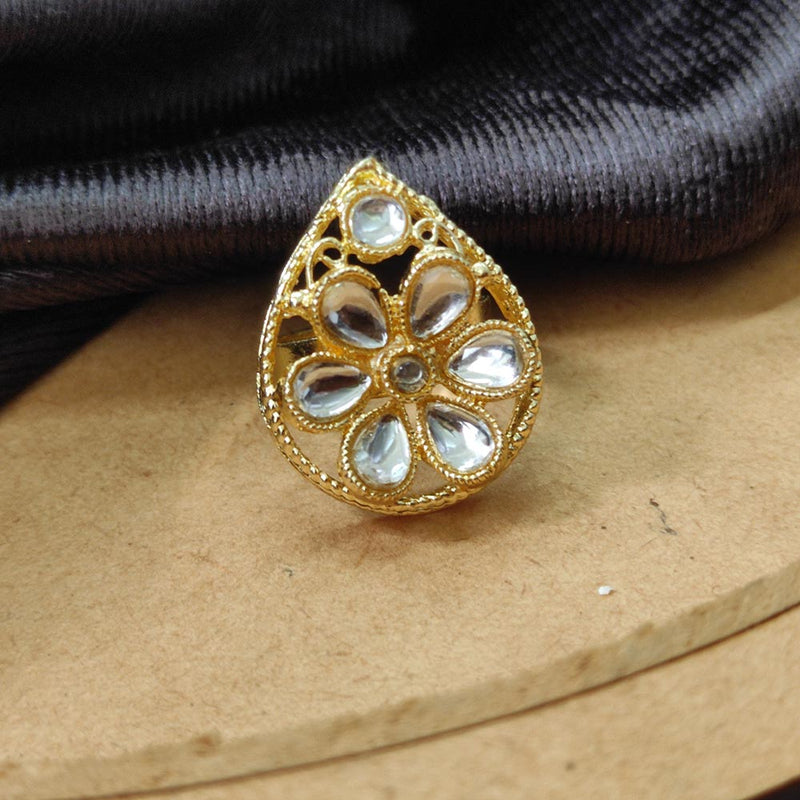 Darshana Jewels Gold Plated Kundan Stone Finger Ring