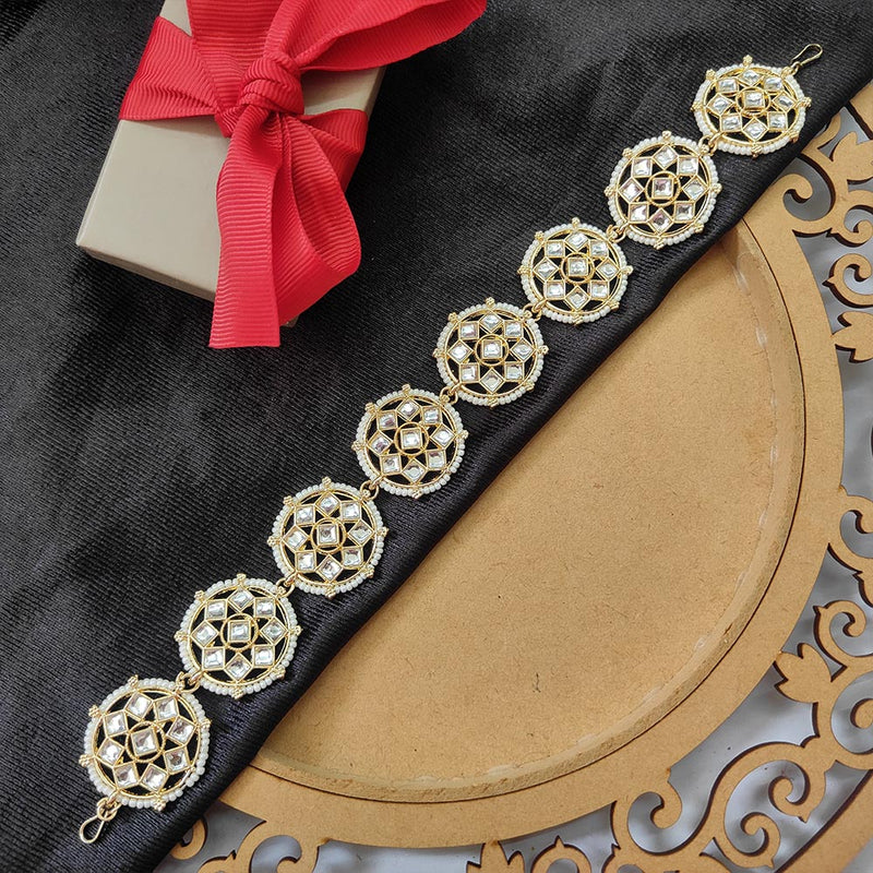 Bhavi Jewels Gold Plated Kundan Stone And Pearl  Sheeshphool