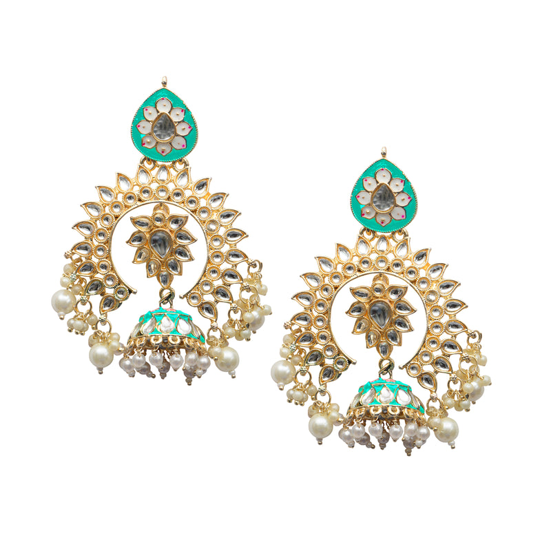 Bhavi Jewels Gold Plated Kundan Dangler Earrings