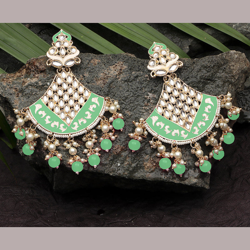 Darshana Jewels Kundan And Meenakari Dangler Earrings