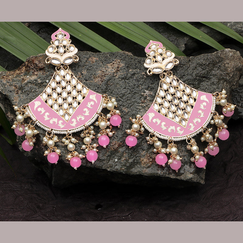 Darshana Jewels Kundan And Meenakari Dangler Earrings