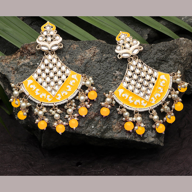 Darshana Jewels Kundan And Meenakari Dangler Earrings