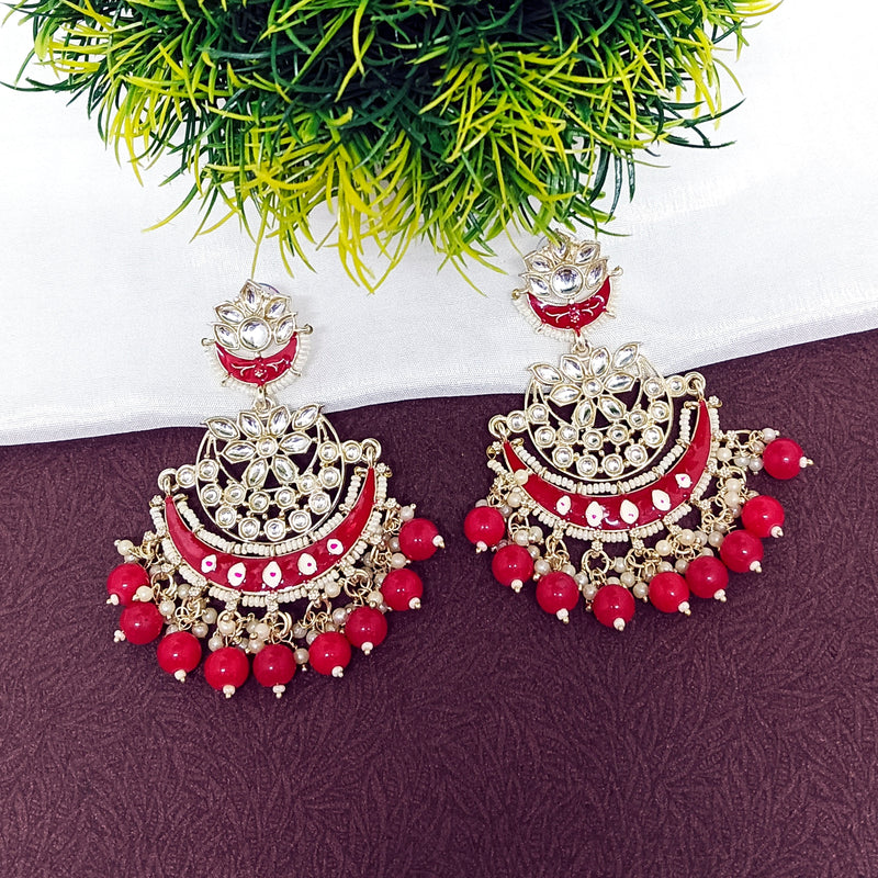 Darshana Jewels Gold Plated Kundan Stone And Meenakari Dangler Earrings