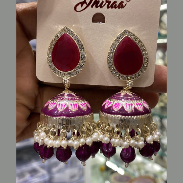 Om Creations Gold Plated Meenakari Jhumki Earrings