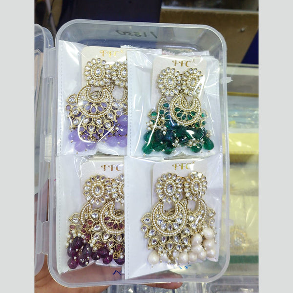 Om Creations Gold Plated Kundan Dangler Earrings