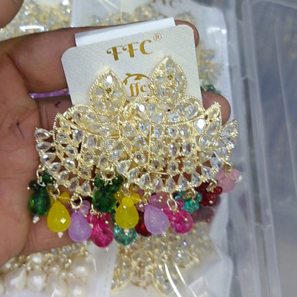Om Creation Gold Plated Crystal Stone Dangler Earrings