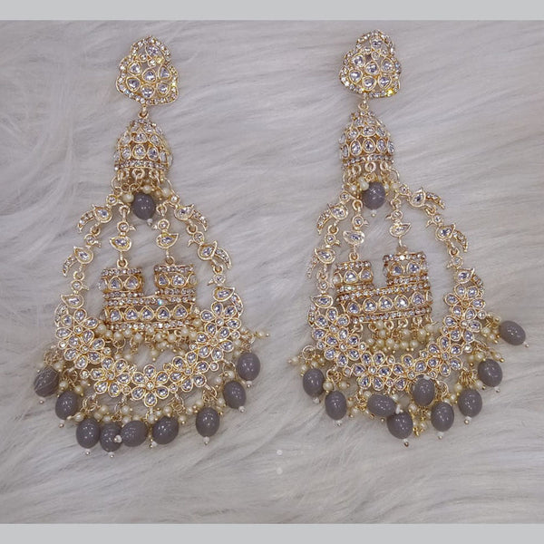 Om Creation Gold Plated Kundan Stone And Beads Dangler Earrings