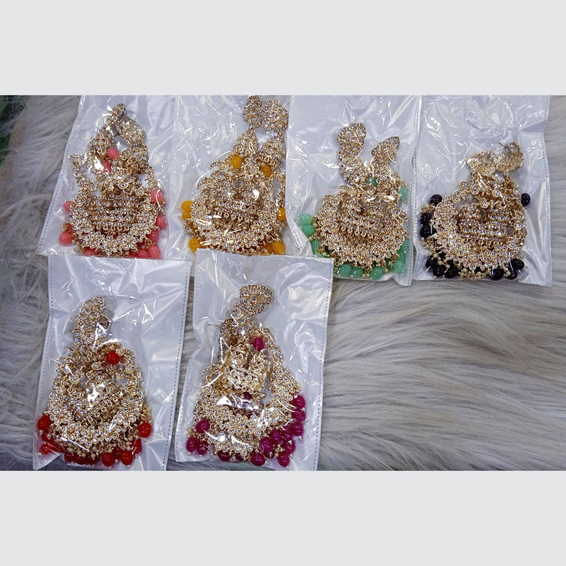 Om Creation Gold Plated Kundan Stone And Beads Dangler Earrings