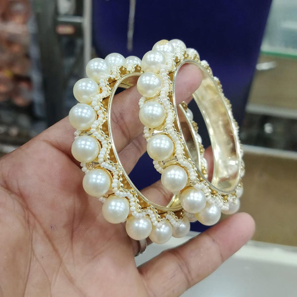 Om Creations Gold Plated  Pearls Bangle Set