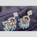 Om Creations Gold Plated Kundan And Pearl Dangler Earrings