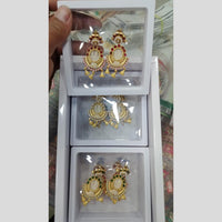 Om Creations Gold Plated Pota And Pearl Meenakari Dangler Earrings