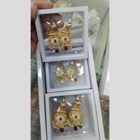 Om Creations Gold Plated Pota And Pearl Meenakari Dangler Earrings