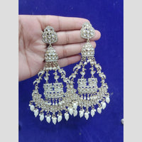 Om Creations Designer Kundan And Pearl Long Dangler Earrings