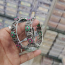 Om Creations Oxidised Finish Pota Stone Designer Bangles Set
