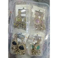 Om Creations Crystal Stone and Pearl Beads Dangler Jhumki Earrings