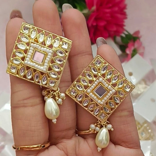 Kriaa Multi Austrian Stone Gold Plated Kundan Earrings