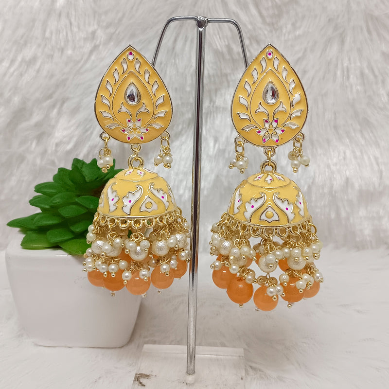 Darshana Jewels Gold Plated Meenakari Jhumkis Earrings