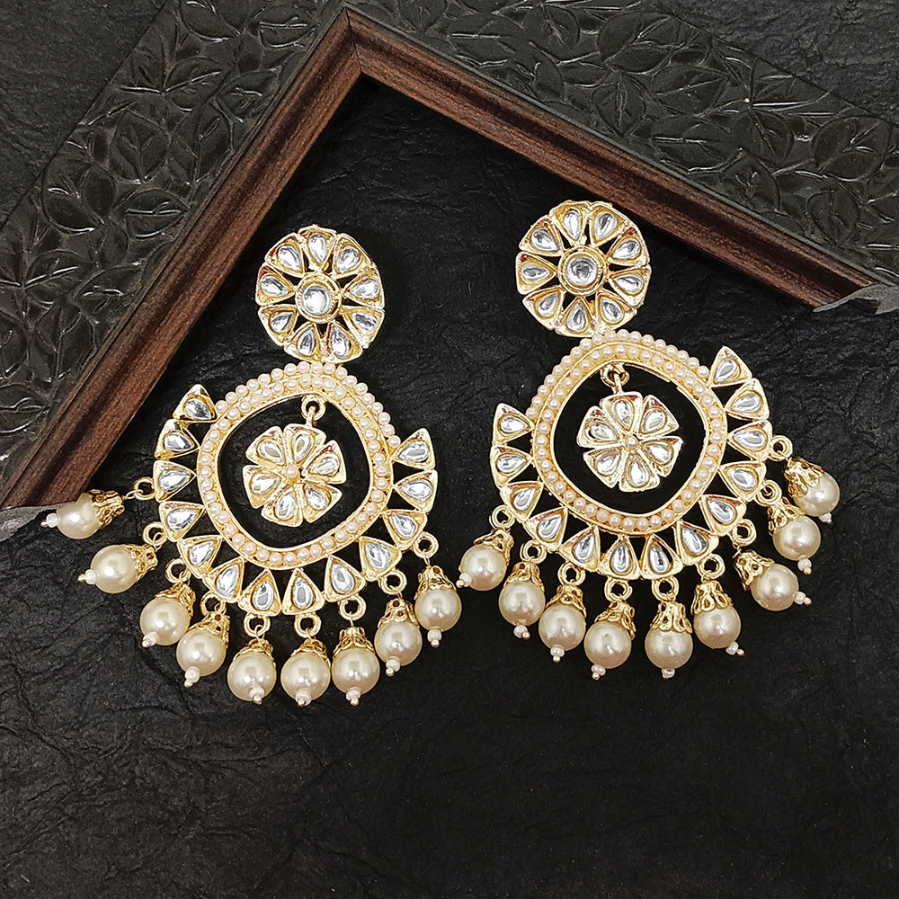 Darshana Jewels Gold Plated Kundan Stone Dangler Earrings