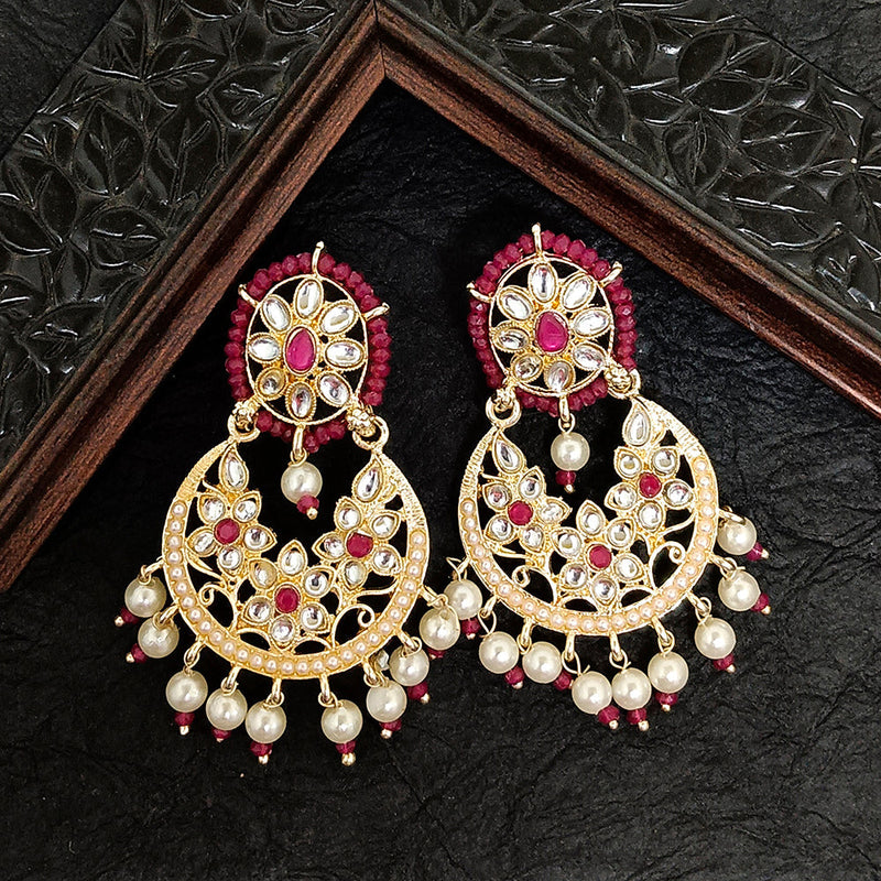 Darshana Jewels Gold Plated Kundan Stone Dangler Earrings